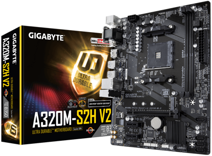Fotografija izdelka GIGABYTE GA-A320M-S2H V2, DDR4, SATA3, USB3.1Gen1, HDMI, AM4 mATX