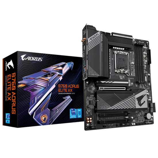 Fotografija izdelka GIGABYTE B760 AORUS Elite AX, DDR5, SATA3, USB3.2Gen2, DP, WiFi 6E, LGA1700 ATX