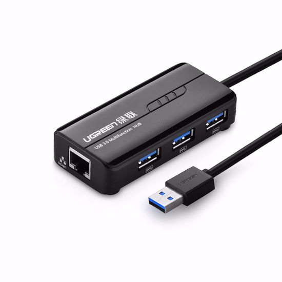 Fotografija izdelka Ugreen USB 3.0 hub na 3x USB A in RJ45 - box