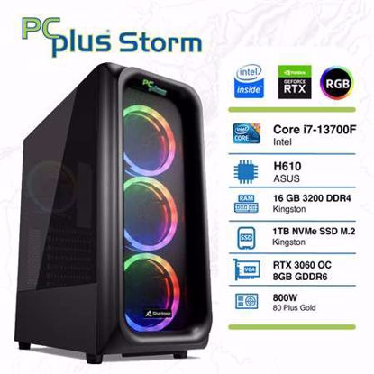 Fotografija izdelka PCPLUS Storm i7-13700F 16GB 1TB NVMe SSD GeForce RTX 3060 OC 8GB RGB gaming W11PRO