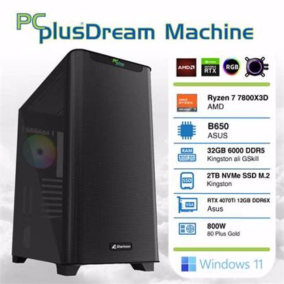 Fotografija izdelka PCPLUS Dream Machine Ryzen 7 7800X3D 32GB 2TB NVMe SSD GeForce RTX 4070Ti 12GB Windows 11 Home gaming