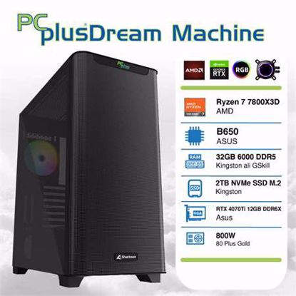 Fotografija izdelka PCPLUS Dream Machine Ryzen 7 7800X3D 32GB 2TB NVMe SSD GeForce RTX 4070Ti 12GB gaming W11PRO