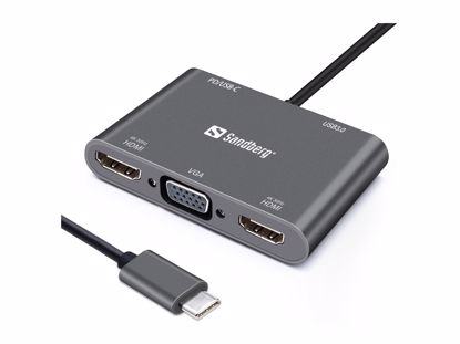 Fotografija izdelka Sandberg USB-C Dock 2xHDMI+1xVGA+USB+PD docking priklopna postaja