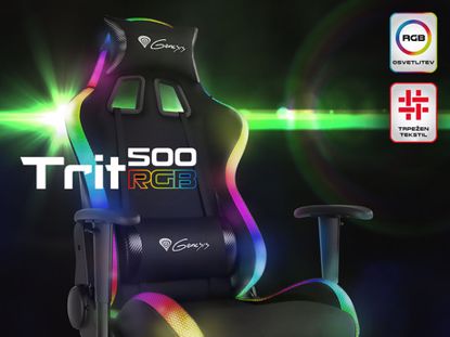 Fotografija izdelka GENESIS gaming stol TRIT 500 RGB, ergonomski, RGB LED osvetlitev, popolnoma nastavljiv