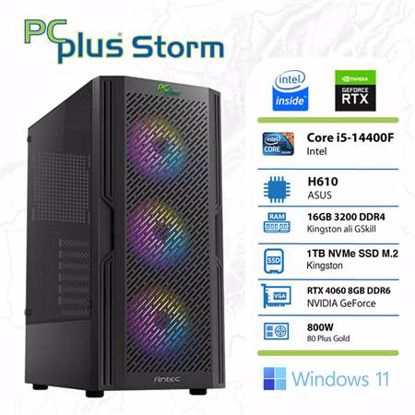 Fotografija izdelka PCPLUS Storm i5-14400F 16GB 1TB NVMe SSD GeForce RTX 4060 8GB Windows 11 Home RGB gaming