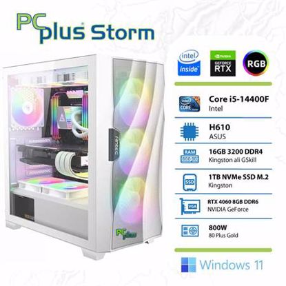 Fotografija izdelka PCPLUS Storm i5-14400F 16GB 1TB NVMe SSD GeForce RTX 4060 8GB Windows 11 Home RGB gaming