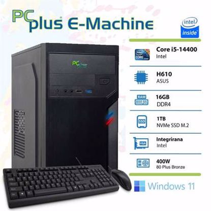 Fotografija izdelka PCPLUS E-machine i5-14400 16GB 1TB NVMe SSD Windows 11 Pro tipkovnica miška