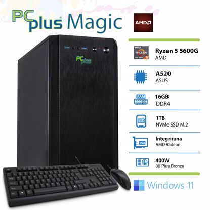 Fotografija izdelka PCPLUS Magic AMD Ryzen 5 5600G 16GB 1TB NVMe SSD Windows 11 Pro miška in tipkovnica namizni računalnik