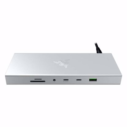 Fotografija izdelka Priključna postaja USB-C Razer USB 4 Dock Mercury, 14 v 1, 5xUSB-A, 3xUSB-C, HDMI, DP,  RJ45, AUX, mSD/SD, srebrna