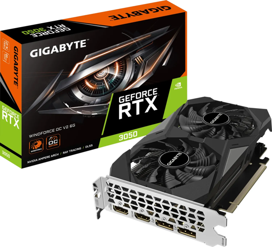 Fotografija izdelka Grafična kartica GIGABYTE GeForce RTX 3050 WINDFORCE OC V2 6G, 6GB GDDR6, PCI-E 4.0