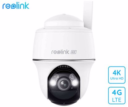 Fotografija izdelka Reolink GO G440 IP kamera, 4K 8MP Ultra HD, 4G LTE, baterija, vrtenje in nagibanje, IR nočno snemanje, LED reflektor, aplikacija, IP64 vodoodpornost, dvosmerna komunikacija, bela