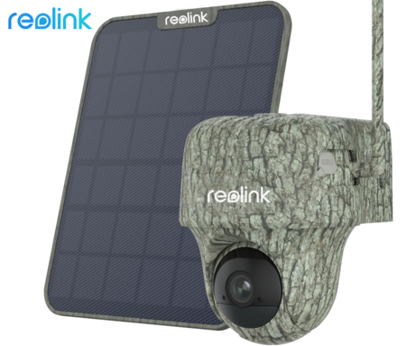 Fotografija izdelka Reolink GO G450 IP kamera, kamuflažna / lovska, 4G LTE, + solarni panel, 4K Ultra HD, vrtenje in nagibanje, IR nočno snemanje, aplikacija, baterija, vodoodporna