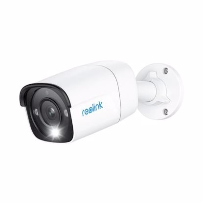 Fotografija izdelka Reolink P340 IP kamera, 12MP Ultra HD, PoE, barvno nočno snemanje, LED reflektor, aplikacija, IP67 vodoodpornost, dvosmerna komunikacija, bela