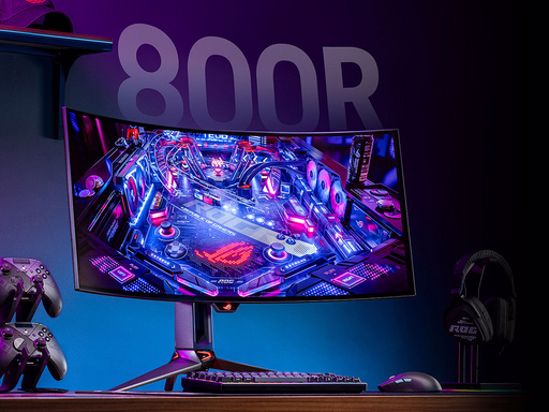 Fotografija izdelka Monitor 34" (87 cm) WQHD OLED 240Hz, ukrivljen, HDR10, HDMI, DisplayPort, USB-C DP Alt, SPDIF, ASUS ROG Swift PG34WCDM