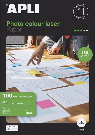 Fotografija izdelka Apli Foto papir A4 Laser Glossy 160g 100 listov