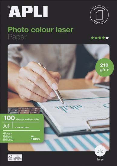 Fotografija izdelka Apli Foto papir A4 Laser Glossy 210g 100 listov
