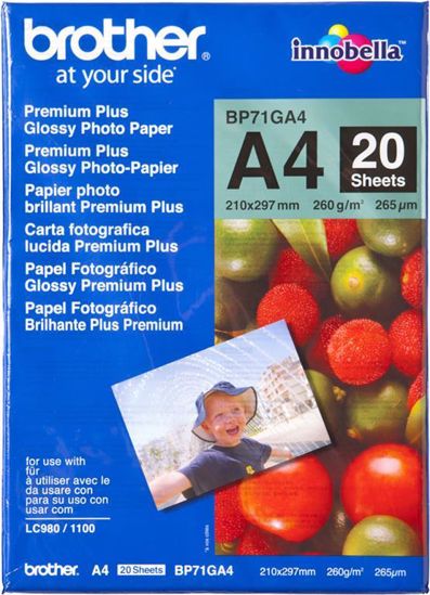 Fotografija izdelka Brother Foto papir glossy A4 20 listov 260g/m2, Inkjet