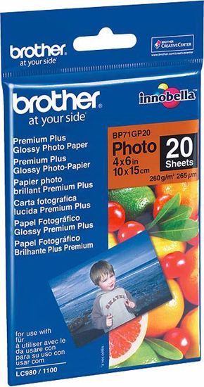 Fotografija izdelka Brother Foto papir glossy 10x15 cm, 20 listov 260g/m2, Inkjet