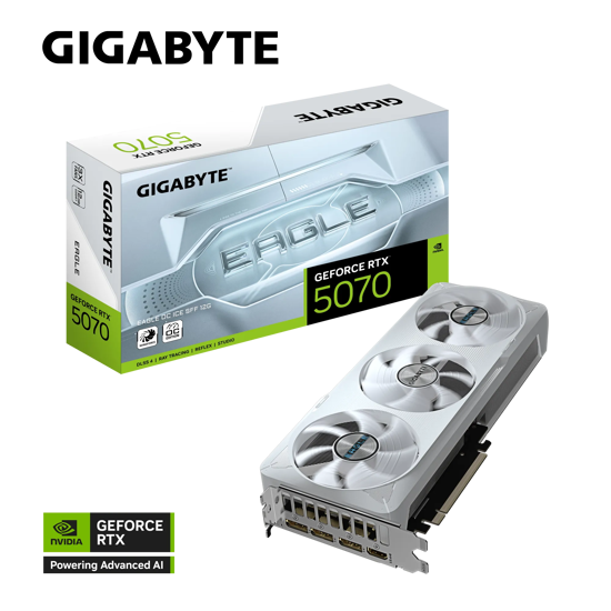 Fotografija izdelka Grafična kartica GIGABYTE AORUS GeForce RTX 5070 EAGLE OC ICE SFF 12G, 12GB GDDR7, PCI-E 5.0