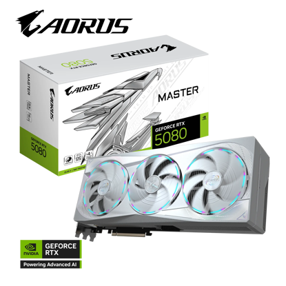 Fotografija izdelka Grafična kartica GIGABYTE AORUS GeForce RTX 5080 MASTER ICE 16G, 16GB GDDR7, PCI-E 5.0