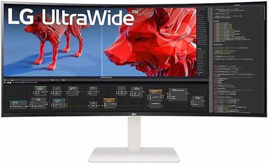 Fotografija izdelka Monitor LG 37,5" 38WR85QC-W UltraWide ukrivljen,  IPS, 3840x1600, 2x HDMI, DP, USB-C, bel, 144Hz