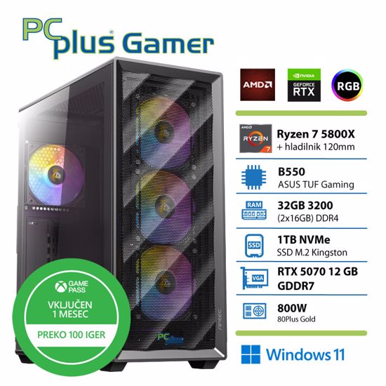 Fotografija izdelka PCPLUS Gamer Ryzen 7 5800X 32GB 1TB SSD RTX 5070 12GB Windows 11 Home + Xbox GP gaming