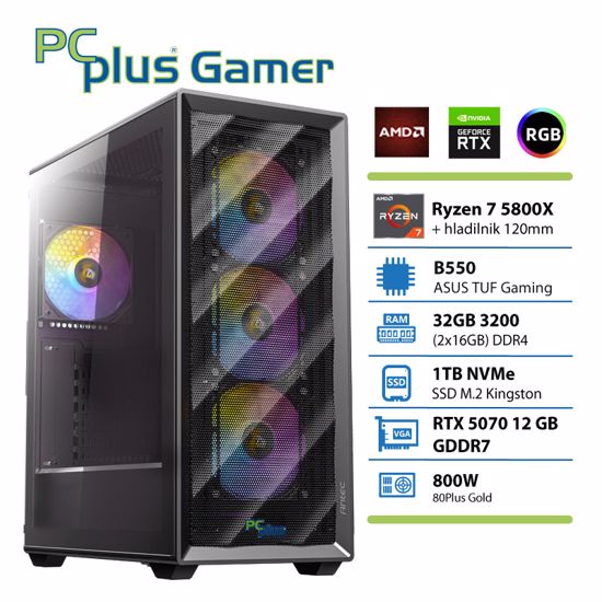 Fotografija izdelka PCPLUS Gamer Ryzen 7 5800X 32GB 1TB SSD RTX 5070 12GB gaming DOS