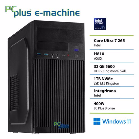 Fotografija izdelka PCPLUS e-machine Core Ultra 7 265 32GB 1TB Windows 11 Pro namizni računalnik