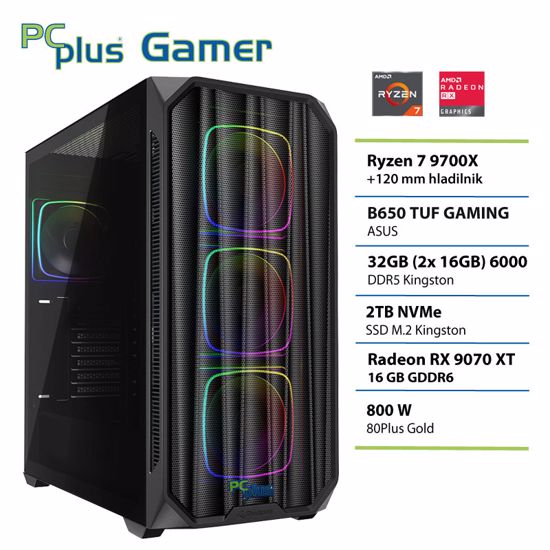 Fotografija izdelka PCPLUS Gamer Ryzen 7 9700X 32GB 2TB SSD 9070XT gaming namizni računalnik