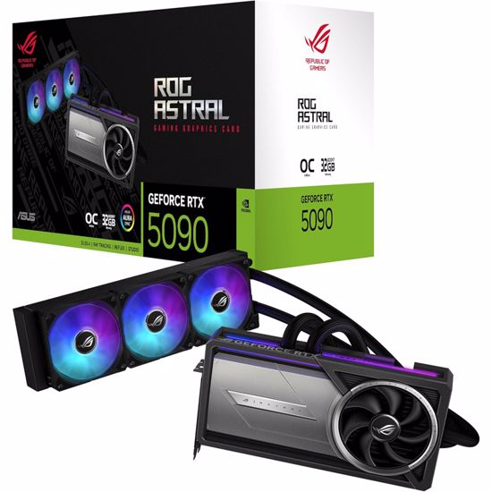 Fotografija izdelka ASUS ROG Astral LC GeForce RTX 5090 32GB GDDR7 OC ARGB vodno hlajenje gaming grafična kartica