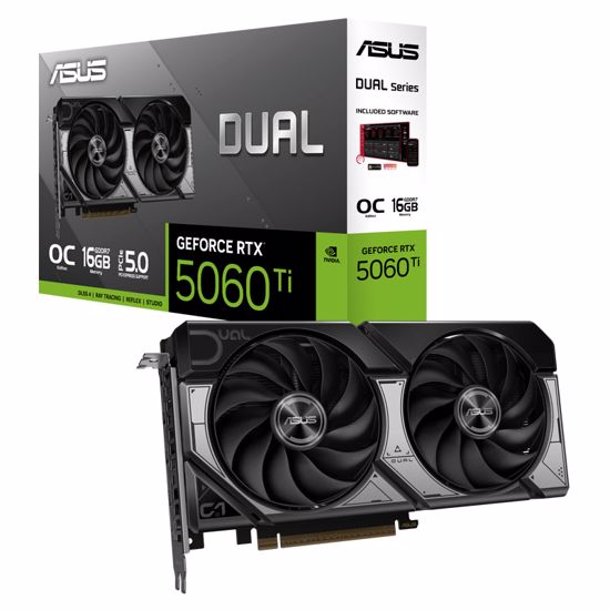 Fotografija izdelka ASUS Dual GeForce RTX 5060 Ti OC 16GB GDDR7 (DUAL-RTX5060TI-O16G) grafična kartica