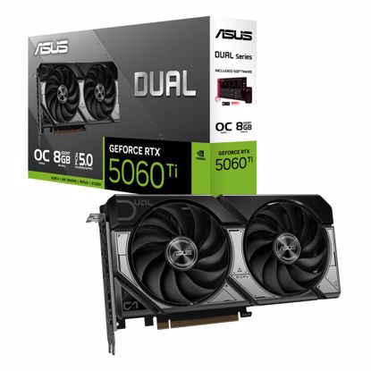 Fotografija izdelka ASUS Dual GeForce RTX 5060 Ti OC 8GB GDDR7 (DUAL-RTX5060TI-O16G) grafična kartica