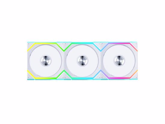 Fotografija izdelka Ventilator za ohišje Lian Li UNI FAN SL Wireless 120 Reverse Blade ARGB PWM 120mm, 3 Pack + Kontroler, bel
