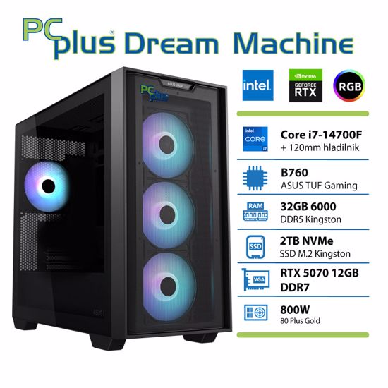 Fotografija izdelka PCPLUS Dream Machine i7 14700F 32GB 2TB SSD RTX 5070 12GB gaming namizni računalnik