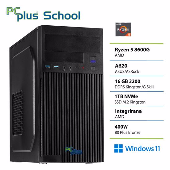 Fotografija izdelka PCPLUS School Ryzen 5 8600G 16GB 1TB Windows 11 PRO EDU (samo za izobraževalne ustanove) namizni računalnik