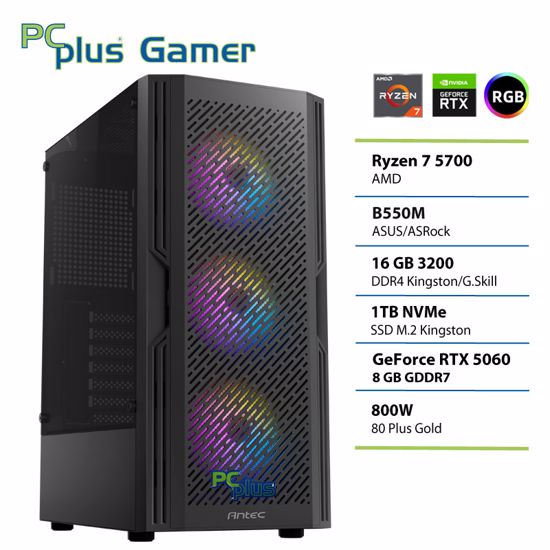 Fotografija izdelka PCPLUS Gamer Ryzen 7 5700 16GB 1TB RTX 5060 8GB gaming namizni računalnik
