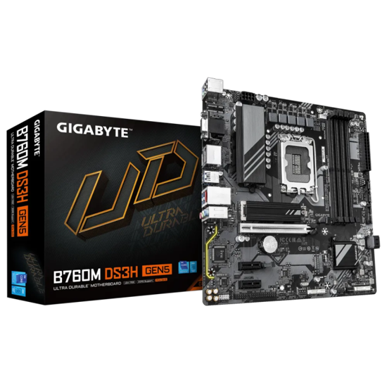 Fotografija izdelka GIGABYTE B760M DS3H GEN5, DDR5, SATA3, USB3.2Gen2, DP, LGA1700 mATX