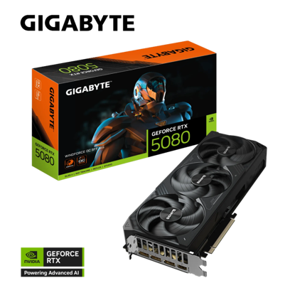 Fotografija izdelka Grafična kartica GIGABYTE GeForce RTX 5080 WINDFORCE 16G, 16GB GDDR7, PCI-E 5.0