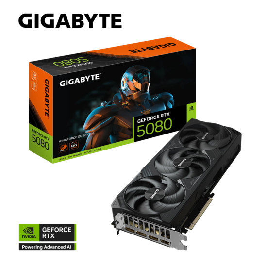 Fotografija izdelka Grafična kartica GIGABYTE GeForce RTX 5080 WINDFORCE 16G, 16GB GDDR7, PCI-E 5.0