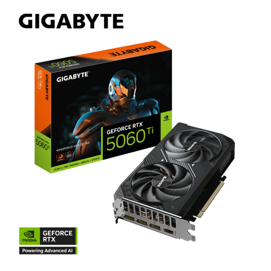 Fotografija izdelka Grafična kartica GIGABYTE GeForce RTX 5060 Ti Windforce MAX OC 16G, 16GB GDDR7, PCI-E 5.0