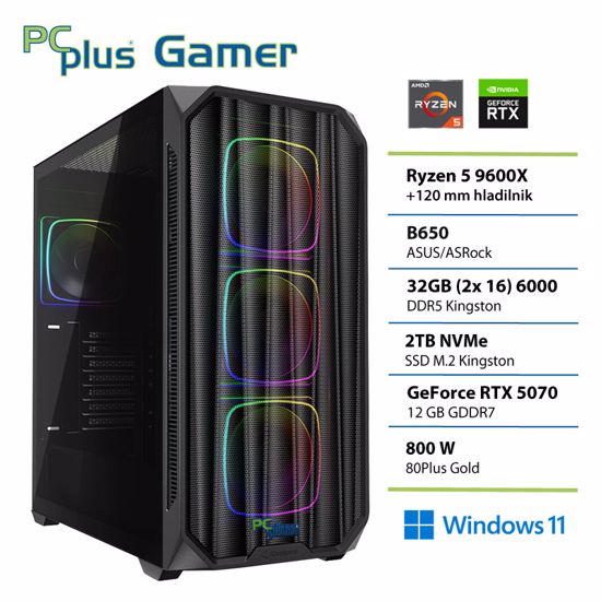 Fotografija izdelka PCPLUS Gamer Ryzen 5 9600X 32GB 2TB SSD RTX 5070 12GB Windows 11 Home gaming namizni računalnik