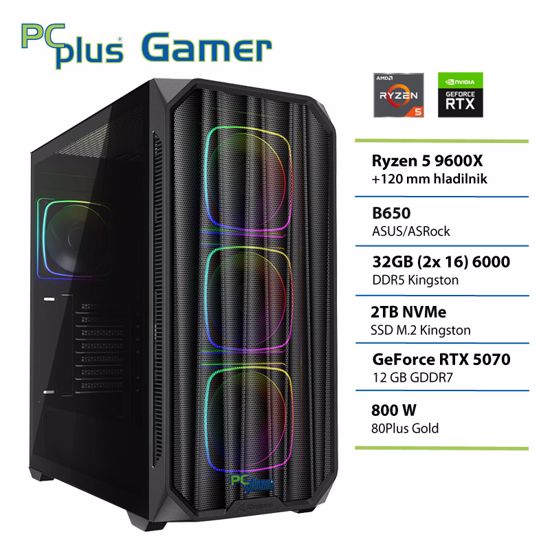 Fotografija izdelka PCPLUS Gamer Ryzen 5 9600X 32GB 2TB SSD RTX 5070 12GB gaming namizni računalnik