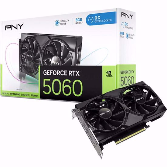 Fotografija izdelka PNY GeForce RTX 5060 Dual Fan OC 8GB GDDR7 (DLSS 4, 3x DisplayPort, 1x HDMI 2.1)