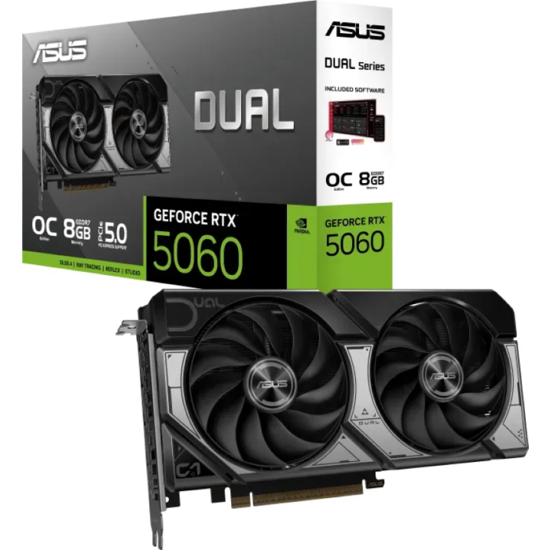 Fotografija izdelka Grafična kartica ASUS Dual GeForce RTX 5060 OC, 8GB GDDR7, PCI-E 5.0 DUAL-RTX5060-O8G