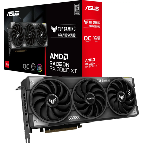 Fotografija izdelka Grafična kartica ASUS TUF Gaming Radeon RX 9060 XT OC, 16GB GDDR6, PCI-E 5.0 TUF-RX9060XT-O16G-GAMING