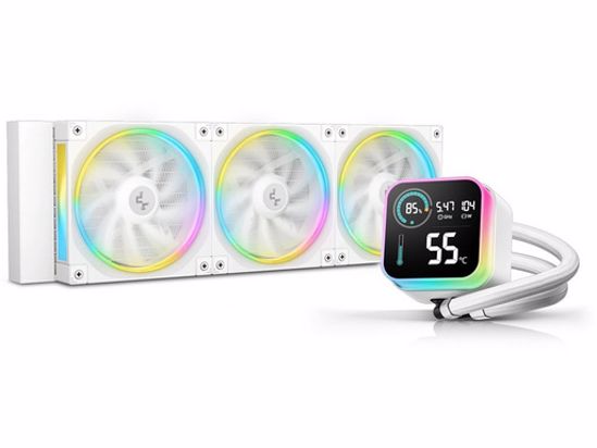 Fotografija izdelka Komplet za tekočinsko hlajenje AIO Liquid Cooler DeepCool LQ360 ULTRA WH, 360mm, LCD, ARGB, bel