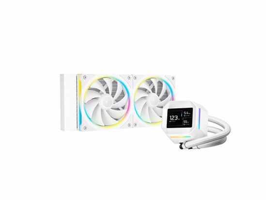 Fotografija izdelka Komplet za tekočinsko hlajenje AIO Liquid Cooler DeepCool LM240 WH, 240mm, LCD, ARGB, bel
