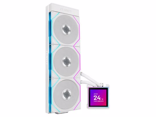 Fotografija izdelka Komplet za tekočinsko hlajenje AIO Liquid Cooler Lian Li HydroShift II LCD-S 360TL, ARGB, bel