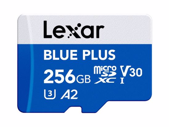 Fotografija izdelka Spominska kartica Lexar BLUE PLUS, Micro SDXC, 256GB, 170MB/s, U3, V30, A2, UHS-I, z adapterjem