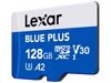 Fotografija izdelka Spominska kartica Lexar BLUE PLUS, Micro SDXC, 128GB, 170MB/s, U3, V30, A2, UHS-I, z adapterjem